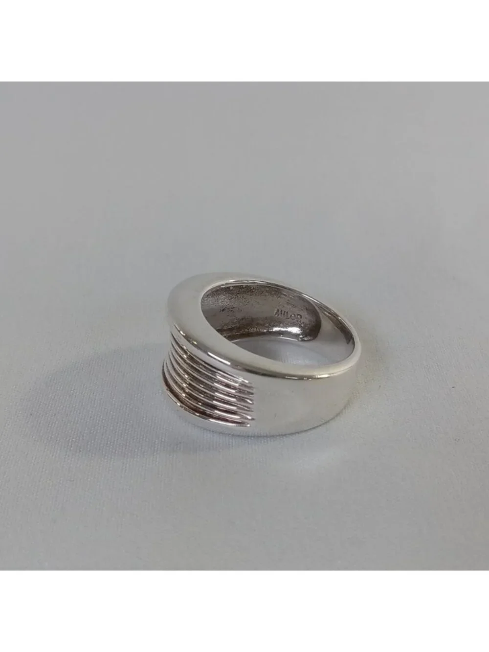 MILOR Italy 925 Sterling Silver Wide Ribbed Band Ring Size US 7 Unisex